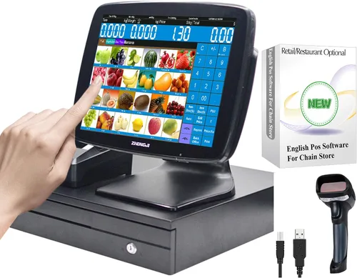 Vista 7 de Caja registradora táctil A3 para pequeñas empresas con MSJ POS-Software+Impresora térmica de recibos+Cajón de efectivo SET03