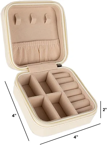 Vista 4 de Andaz Press Joyero personalizado para mujeres, estuche de viaje portátil pequeño de 4 x 4 pulgadas, organizador de almacenamiento para accesorios