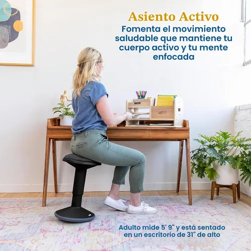 Vista 4 de ECR4Kids Taburete oscilante Sitwell con cojín, altura ajustable, asiento activo, negro