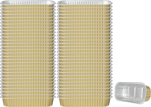 Vista 23 de Restaurantware - Mini moldes para pasteles de 6.8 onzas, 6.5 x 2.6 x 1.2 pulgadas, 100 tazas redondas para hornear, desechables, con tapas de Café