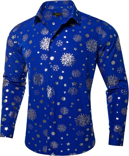 Vista 56 de DiBanGu Camisa de vestir de paisley de seda para hombre, formal, de manga larga, con cuello abotonado, camisas informales para fiesta de boda Negro