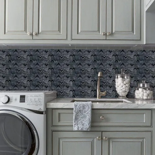Vista 3 de Azulejo negro de espiga para salpicaduras de pelar y pegar, autoadhesivo de metal de aluminio para pared de cocina y baño (6 hojas)