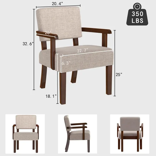 Vista 2 de FAGAGA Silla decorativa, sillas de sala de estar de gran tamaño con asiento suave y reposabrazos para salas de estar y comedor