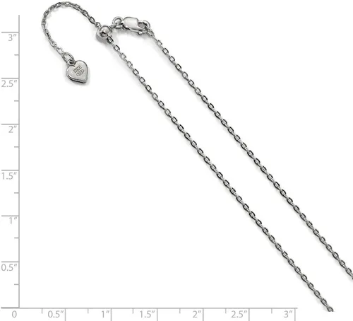 Vista 2 de The Black Bow Collar de cadena de cable sólido ajustable de plata esterlina chapada en rodio de 0.059 in