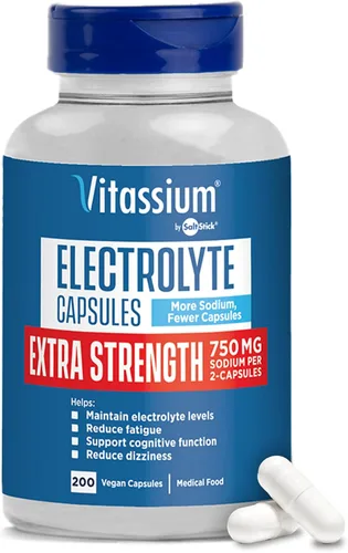 Vista 8 de Vitassium Cápsulas de Electrolitos de Fuerza Extra, 750mg de Sodio para el Manejo de POTS y Dietas Altas en Sodio, Sin Sabor, 100 Píldoras de Sal