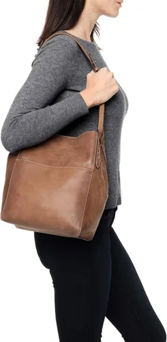 Vista 6 de Frye Hobo de cuero con cremallera de caña Naranja