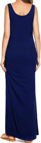 Vista 4 de Smallshow Vestido de maternidad largo dividido para mujer, ropa de embarazo fruncida