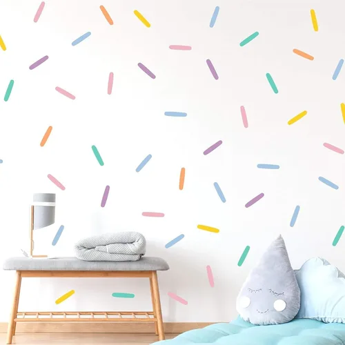 Vista 9 de LucyLews - Calcomanías de pared de confeti pastel, 160 gránulos extraíbles para guardería, habitación de niños y decoración de fiestas, acabado mate