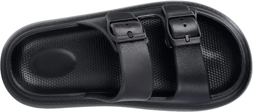 Vista 3 de KVbabby Sandalias de nube para niños, doble hebilla ajustable, sandalias para niñas y niños, suela gruesa, cojín de ducha antideslizante