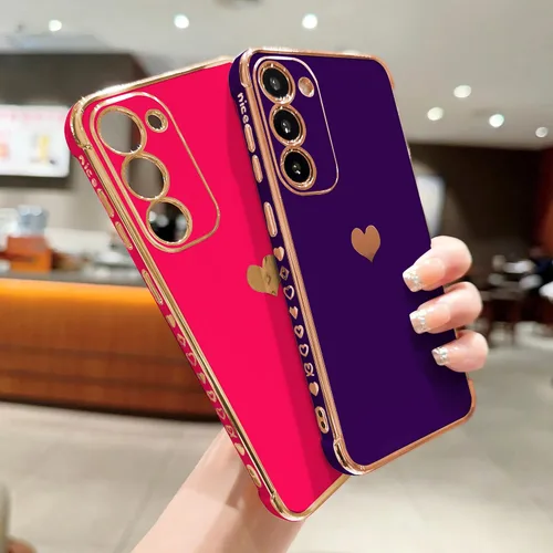 Vista 269 de phylla Funda de teléfono compatible con Samsung Galaxy A12 de 6.5 pulgadas, lindo corazón chapado en oro, elegante funda de lujo para mujer
