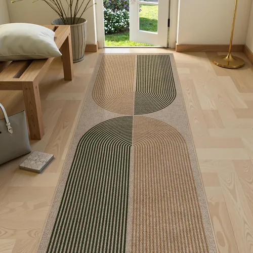 Vista 34 de Lahome Tapetes geométricos para puerta de interior para entrada, alfombra antideslizante lavable de 2 x 3 negro / neutro