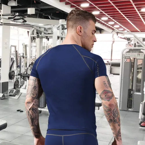 Vista 4 de WRAGCFM Men's Compression Shirts Short Sleeve Athletic Workout Undershirts Quick Dry Base Layer Sports T-Shirts Running Tops