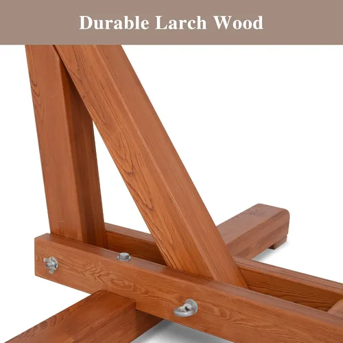 Vista 6 de SUNCREAT Soporte de hamaca de madera ajustable de 12 a 14 pies, solo soporte de hamaca de madera de alerce para exteriores, capacidad de 475 libras