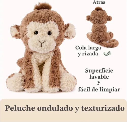 Vista 6 de GUND Cozys Collection Monkey - Peluche de mono para edades de 1 año en adelante, marrón, 10 pulgadas