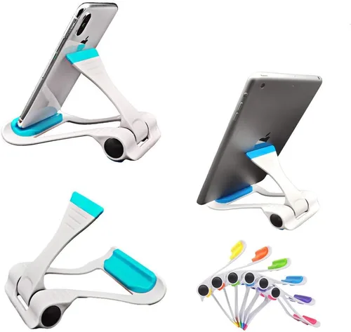 Vista 10 de Dos Modelos Multi-Ángulo Ajustable Universal Portátil Y Plegable Teléfono Celular Tablet Soporte Compatible Con Tableta De Teléfono Celular - Negro
