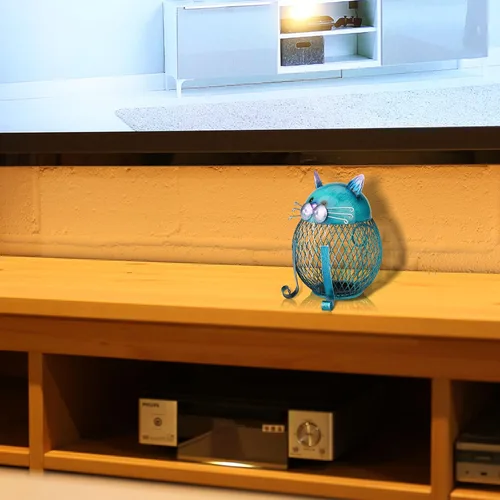 Vista 8 de Kavolet Alcancía de metal para niños y adultos, caja de metal con forma de gato, banco de dinero, adorno de artesanía artesanal, cumpleaños