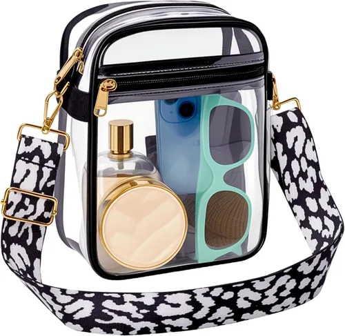 Vista 10 de Bolsa transparente para eventos de estadio, bolso transparente con correa extraíble, bolsa de mensajero para conciertos, trabajo, deportes y fiestas