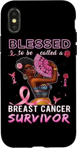 Vista 5 de iPhone 13 Pro Max Camisas afroamericanas contra el cáncer de mama para mujeres Blessed Survivor Case