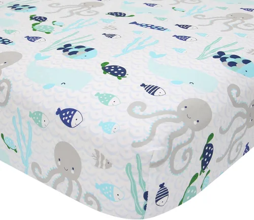 Vista 16 de Lambs & Ivy Baby Farm Animals - Sábana bajera ajustable para cuna, 100% algodón, color blanco