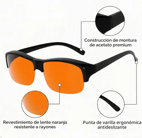 Vista 7 de Eyekepper 100% Gafas Anti-Luz Azul Fitover para Usar Sobre Gafas de Computadora con Lente Ámbar