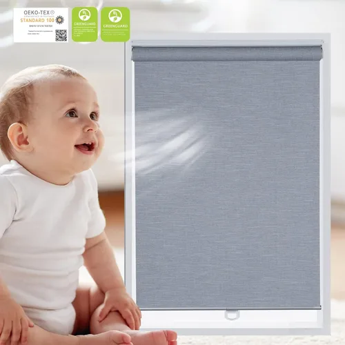 Vista 2 de Tonature Persianas enrollables sin cordones 100 % opacas para ventanas, persianas con aislamiento térmico para puertas, hogar y sala de estar