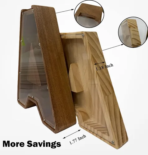 Vista 4 de Alcancía grande de madera personalizada para niños, alcancía con nombre personalizado, alcancía (nombre grabado láser) letras del alfabeto