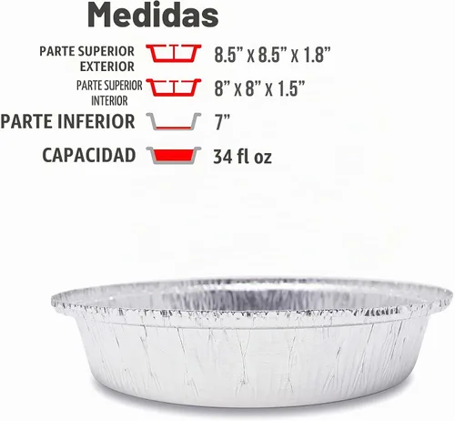 Vista 3 de Paquete de 40 sartenes redondas de aluminio prémium de 8 pulgadas con tapas de cúpula de plástico, lata de aluminio desechable resistente para asar