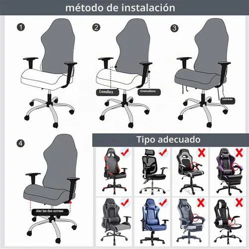 Vista 9 de Fundas para sillas de juegos con fundas para reposabrazos, protector elástico para silla de escritorio de computadora de oficina, tela de poliéster