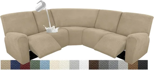 Vista 78 de Fundas para sofá modular reclinable, impermeable, en forma de L, lavable, para sofá reclinable en forma de L, súper elásticas, suaves, para esquinas