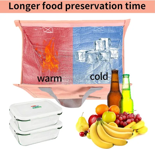 Vista 5 de Bolsa de almuerzo aislada, bolsa de lonchera, bolsa de almuerzo reutilizable, bolsa de almuerzo aislada para mujeres, hombres, trabajo, oficina