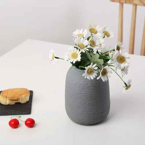 Vista 3 de Jarrones de cerámica gris, jarrones modernos texturizados, jarrones de decoración del hogar, también se pueden utilizar como la mejor decoración Zj