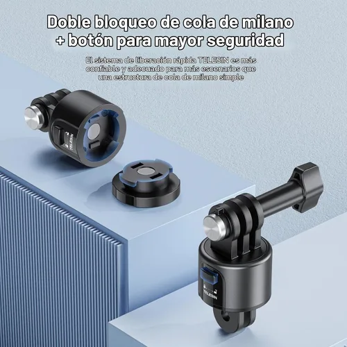 Vista 3 de TELESIN Base de adaptador de montaje para accesorios GoPro, montaje magnético de trípode de cámara de liberación rápida para DJI Action Osmo 3/4/5