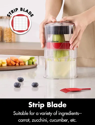 Vista 4 de Cortador de papas fritas, picador de cebolla profesional estilo hogareño, picador de verduras manual, fácil de limpiar, cuchillas ultra afiladas