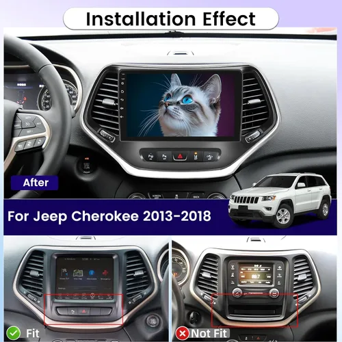 Vista 2 de [8 Core 4+64G] Radio de coche para Jeep Cherokee 2013-2018 con Carplay inalámbrico y Android Auto - Pantalla táctil IPS de 10 pulgadas Android