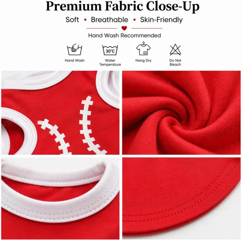 Vista 3 de Petitebella Camisa para perro cachorro con estampado de béisbol (rojo, XS)