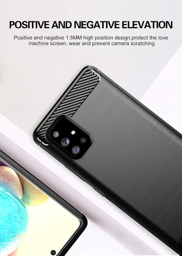 Vista 4 de M MAIKEZI Funda para teléfono celular Galaxy A71 5G, TPU suave funda protectora delgada de moda con protector de pantalla HD (negro)