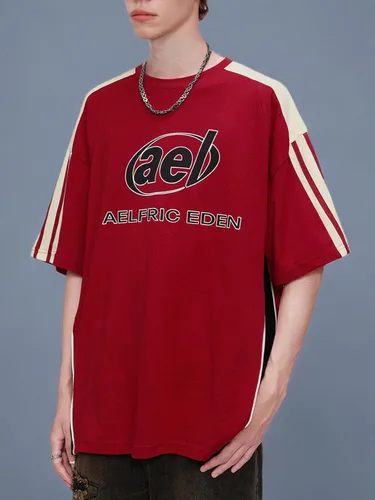 Vista 7 de Aelfric Eden Camisetas gráficas de gran tamaño para hombre con contraste de color, camiseta de carreras de velocidad unisex de ropa urbana, camiseta