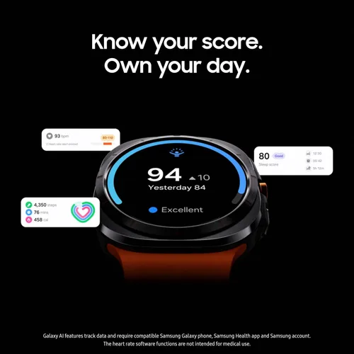 Vista 4 de SAMSUNG Galaxy Watch Ultra 1.850 in LTE AI Smartwatch + banda gratis, puntaje de energía, seguimiento de frecuencia cardíaca, monitor de sueño