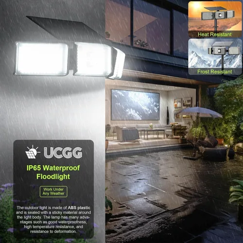 Vista 5 de Luces solares con sensor de movimiento, 3600 lúmenes, 260 luces LED solares con 2 opciones de instalación, 3 modos de iluminación, luz de seguridad