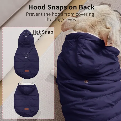 Vista 2 de vecomfy - Sudadera con capucha para perro, forro polar y algodón, extra cálida, para invierno, chaqueta para perro pequeño, abrigos con capucha