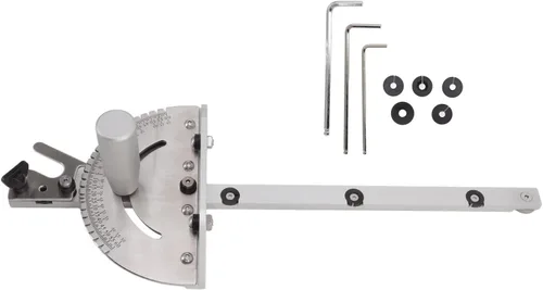 Vista 6 de Sanpyl Sierra de mesa ingletadora universal de aluminio de alta precisión con múltiples topes angulares, herramientas accesorios de bricolaje