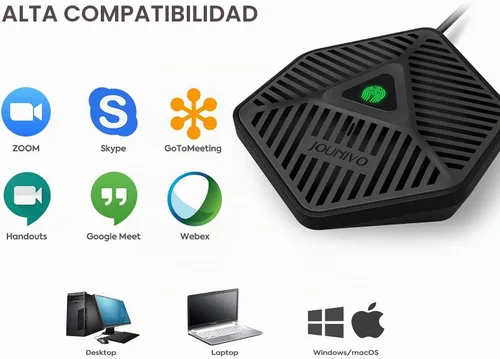 Vista 6 de Micrófono USB de conferencia, micrófono de computadora omnidireccional de 360° con botón de silencio para videoconferencia, grabación, Skype, clase