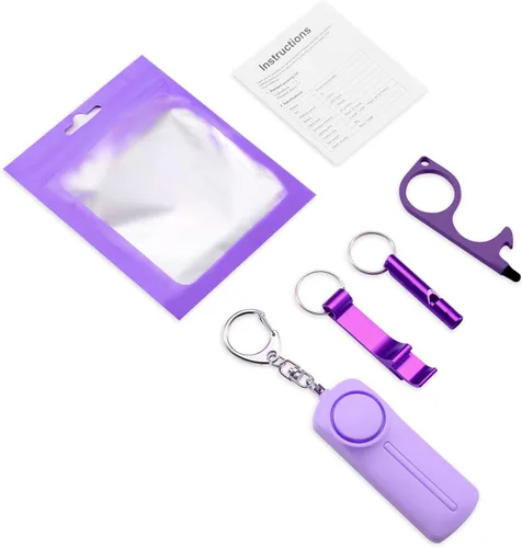 Vista 8 de AMIR Juego de llaveros de seguridad para mujeres y niños, 4 piezas de accesorios de llavero de seguridad, juego de llaveros de defensa personal