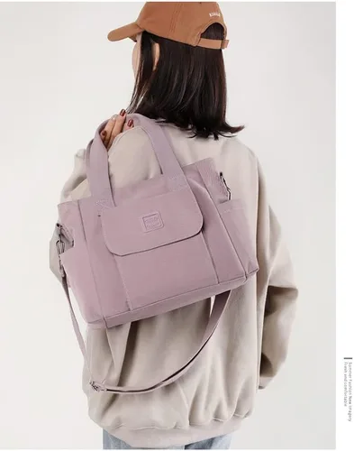 Vista 3 de Bolso de lona para mujer, bolso cruzado de nailon, bolso de hombro, bolso de hobo, lindo tamaño grande, casual, embrague