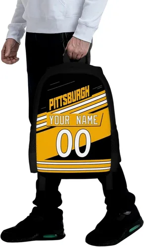 Vista 7 de KREDE Mochila Pittsburgh - Bolsas personalizadas para hombres y mujeres, Negro 01