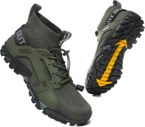 Vista 6 de Botas de senderismo impermeables para hombre, zapatos de senderismo de aventura transpirables para montañismo al aire libre, juego de pesca, zapatos