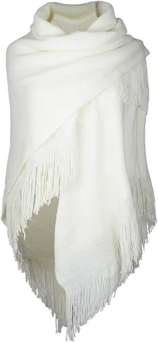 Vista 6 de Poncho suelto para mujer con elegante botón de trompeta, abrigo sin botones