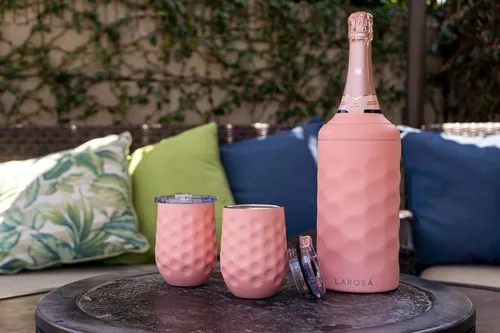 Vista 4 de Juego de caja de regalo, enfriador de vino con 2 vasos de vino sin tallo, ideas de regalo para entusiastas del vino y champán, juego de regalo