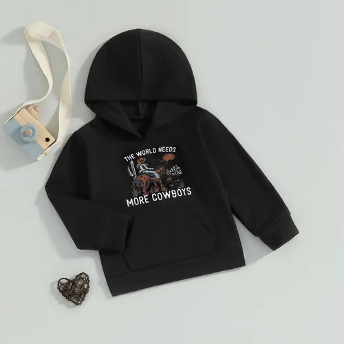 Vista 2 de Sudadera con capucha para niños y bebés, The World Needs More Cowboys