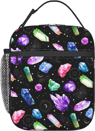 Vista 7 de FREEHOTU Bolsa de almuerzo con patrón floral, doble aislamiento, a prueba de fugas, bolsa de mano, organizador de almuerzo para trabajo, picnic